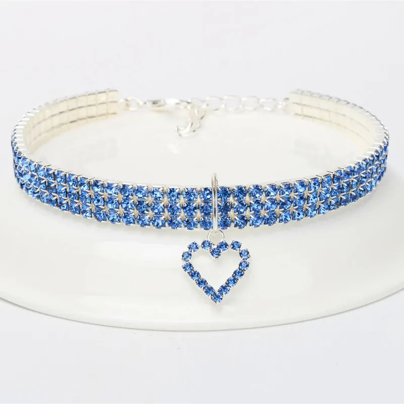 Elastisches Metall-Haustierhalsband mit Strass – Stilvoll - Verstellbar