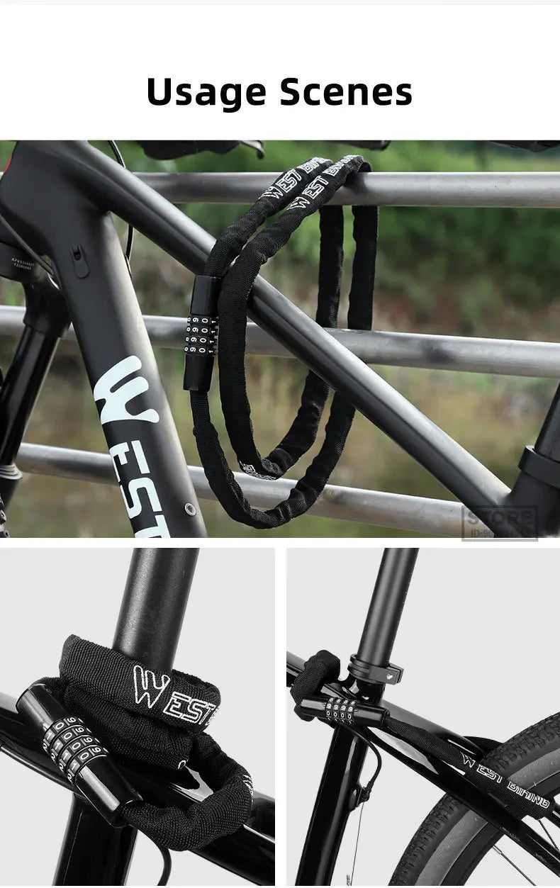 Langlebiges Fahrrad Kettenschloss mit 4 Stelligem Zahlencode