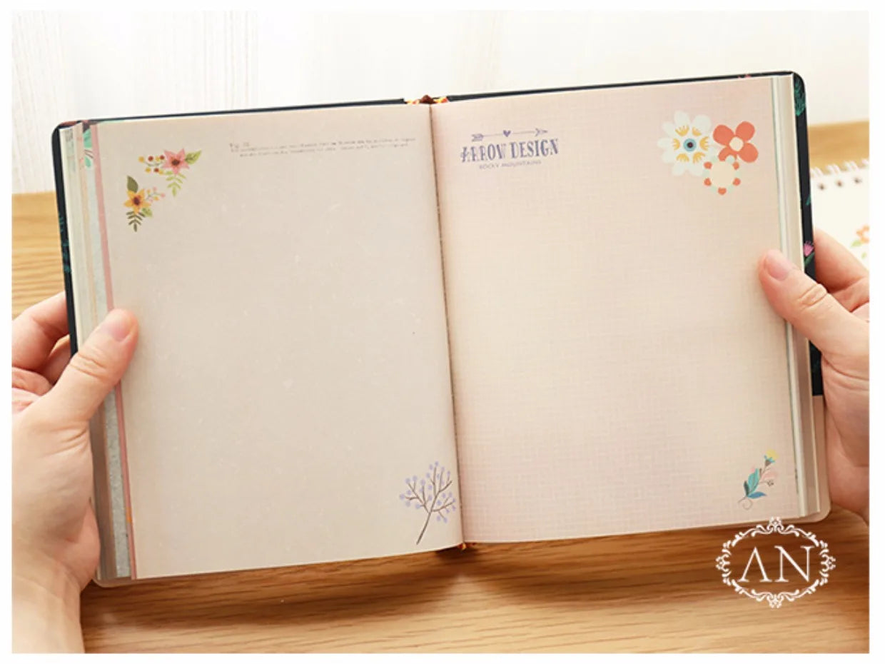 Retro-Notizbuch mit Blumenmotiv – Hardcover Tagebuch-Yabubest - Home & More