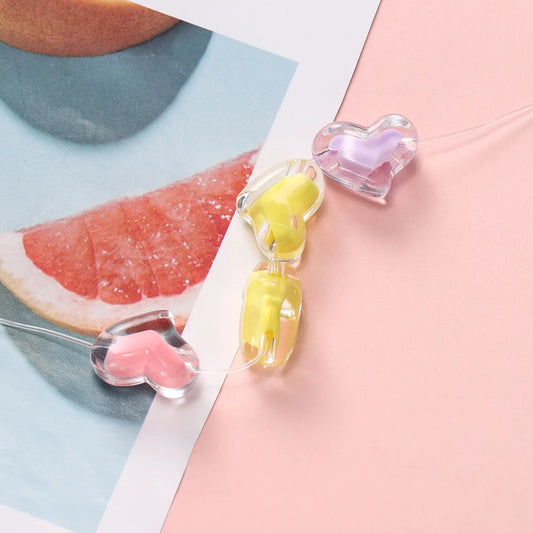 24er Set Acryl Perlen Herz Stern Blume für Schmuck DIY Armband Basteln