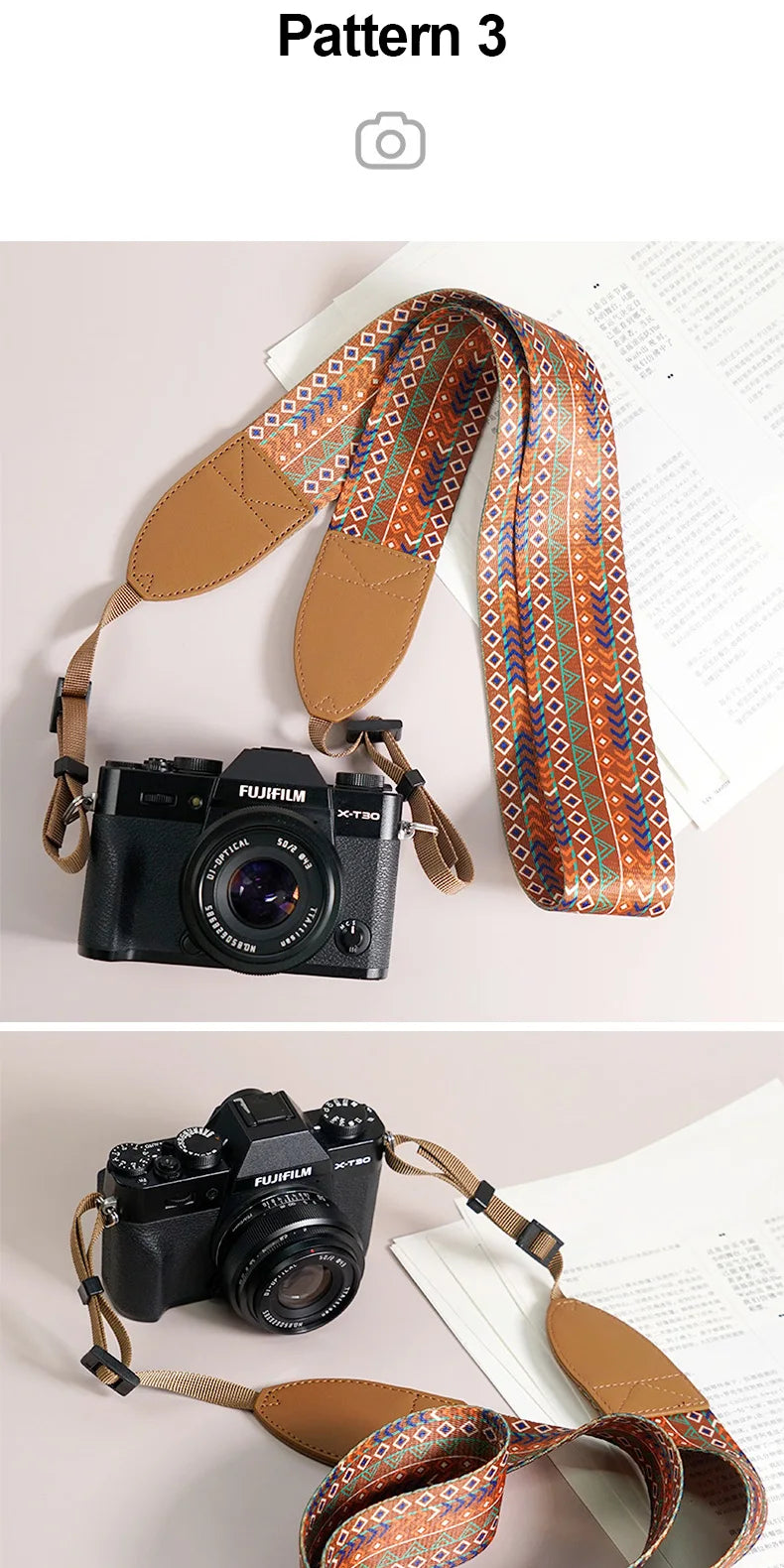 Breiter verstellbarer Ethno Kameragurt für sicheren Schulterhalt