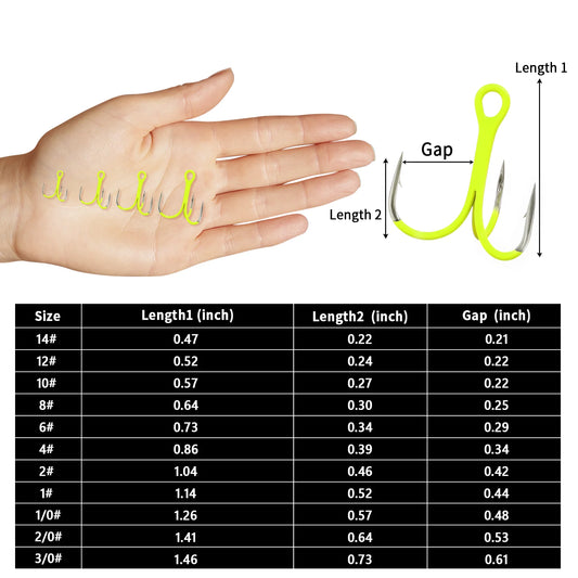 Extra Starke UV Drillinge für Süßwasser Angeln 2X Robust & Fluoreszierend