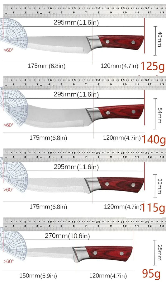 Vielseitiges Edelstahl Kochmesser mit Holzgriff für präzises Schneiden in der Küche