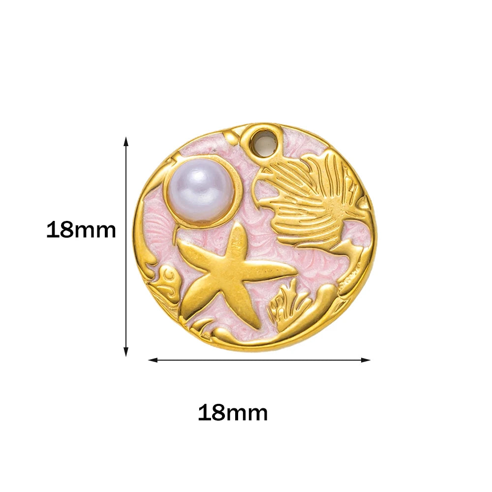5-teiliges Edelstahl Charms Set Seestern golden für Schmuck DIY