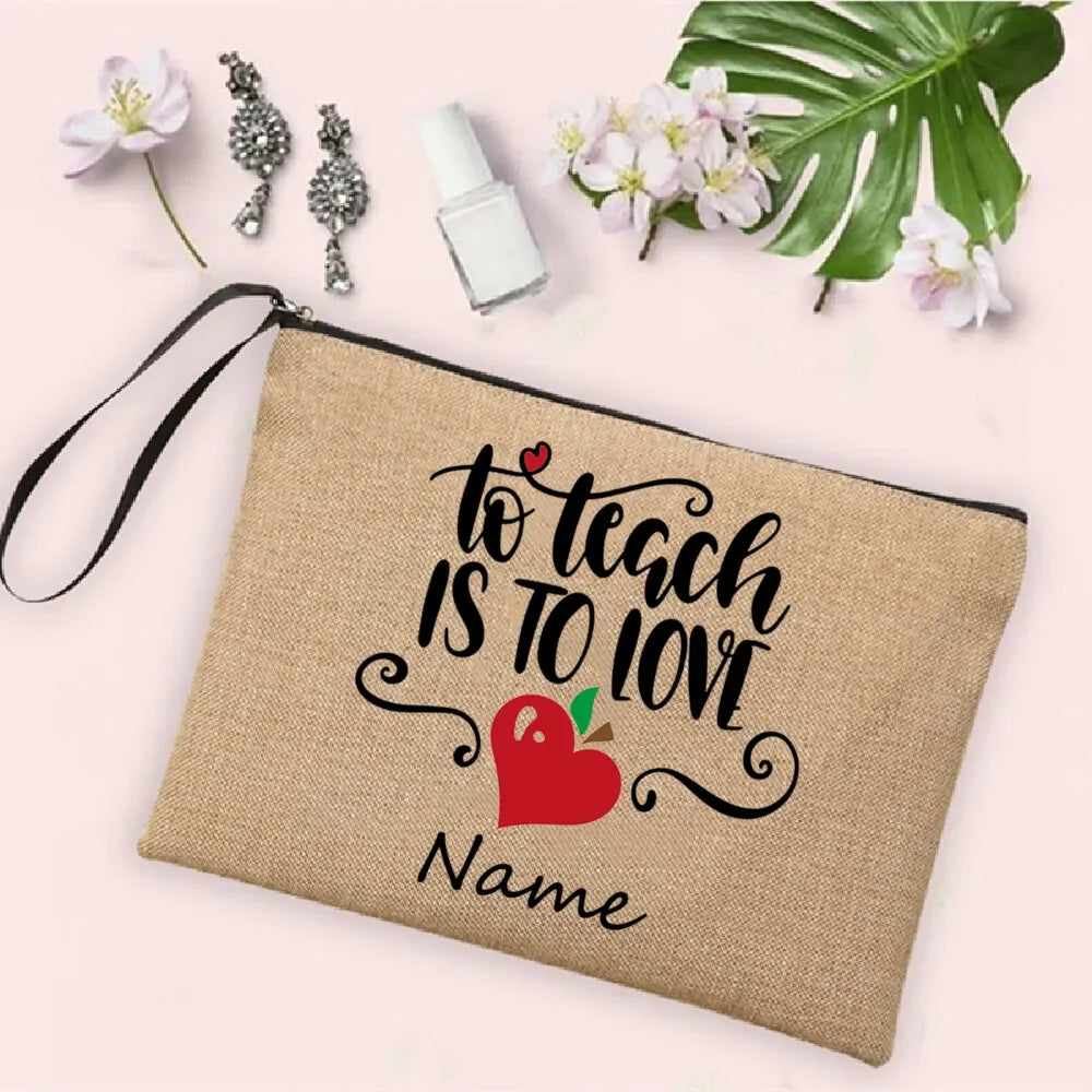 Personalisierte Leinwand Make up Tasche Regenbogen Design