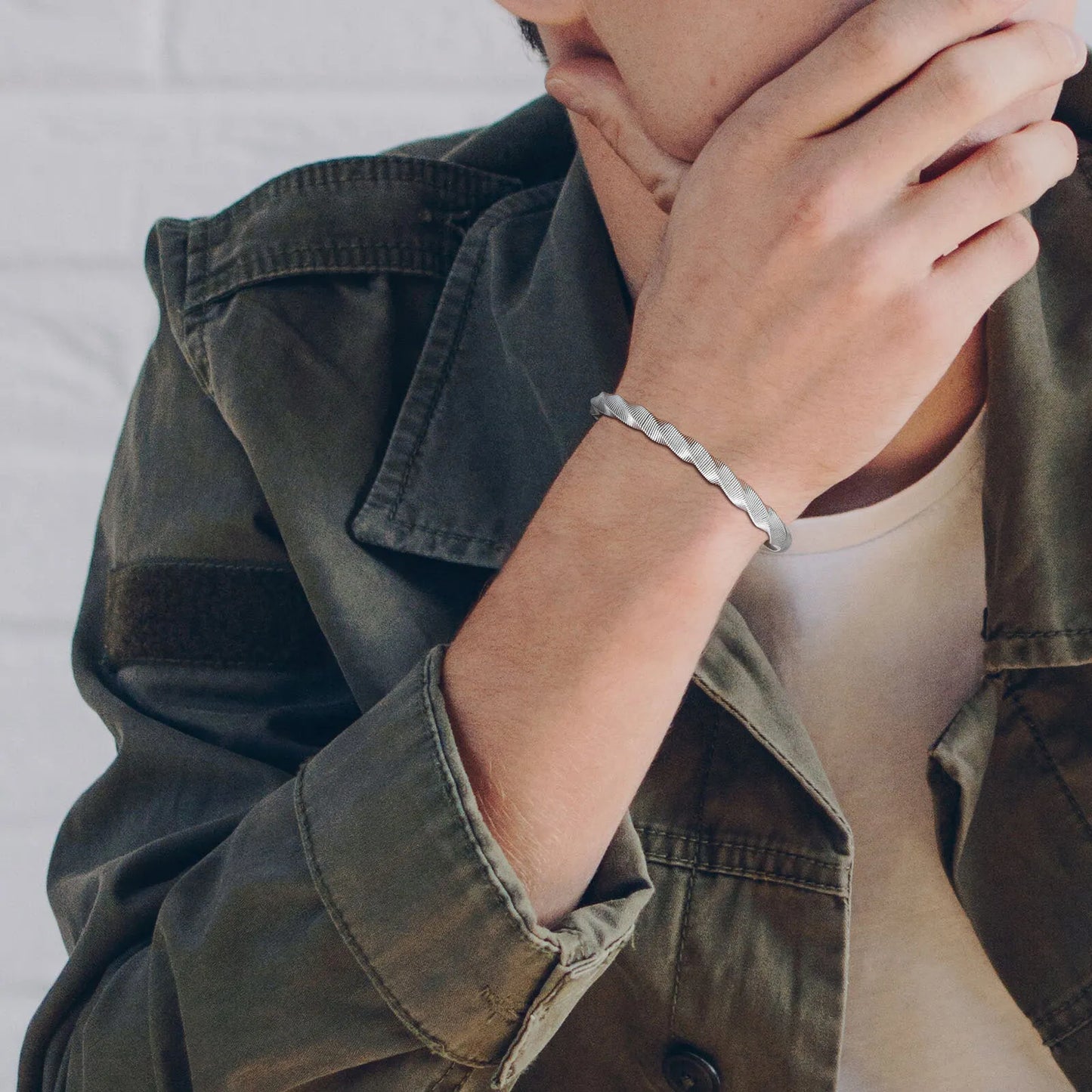 Elastisches Edelstahl Mobius Armband für Herren 6mm Breite