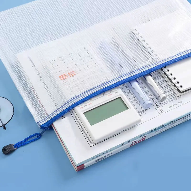 5er Set mehrfarbige Mesh Organizer Taschen mit Reißverschluss für Büro und Schule