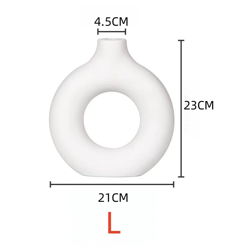Moderne Reinweiße Donut Design Vase für stilvolle Tischdeko