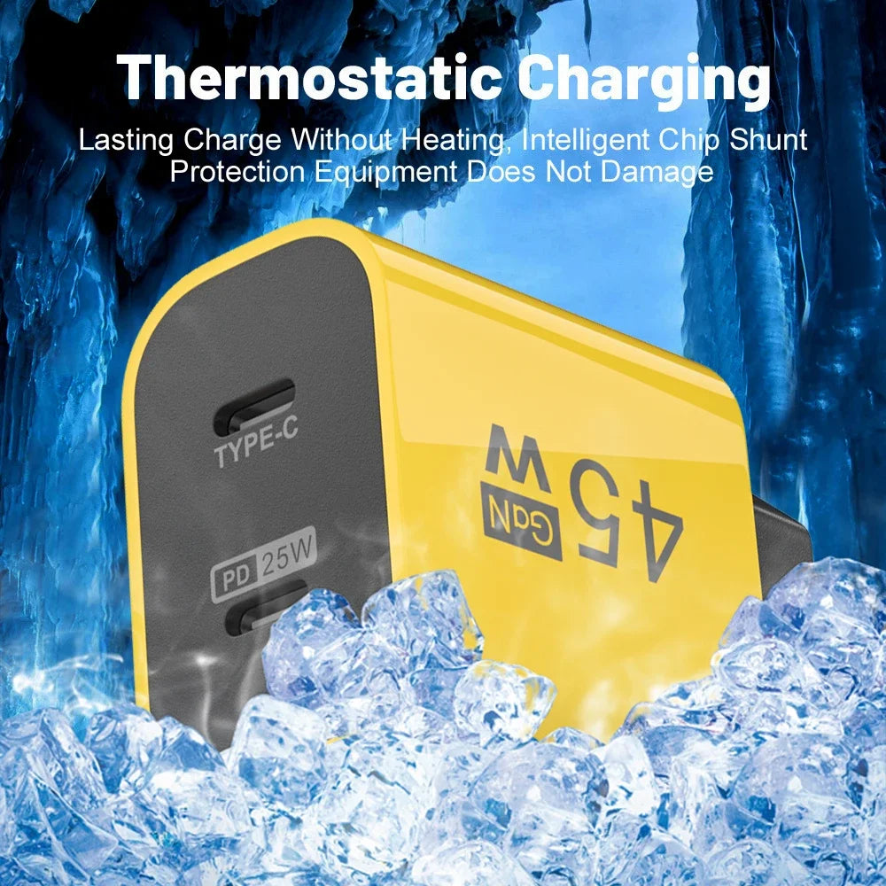 Kompaktes 45W GaN USB-C Dual Ladegerät für Smartphone Tablet Laptop