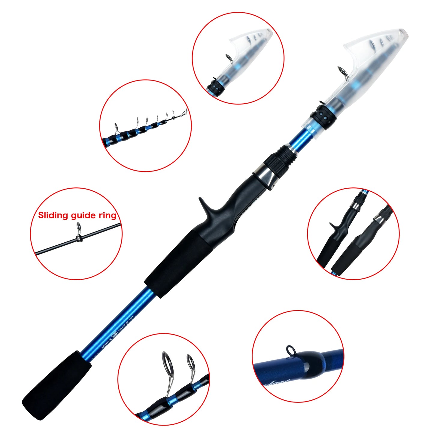 Ultraleichte Teleskop Angelrute für Reisefischen bis 6 Pfund