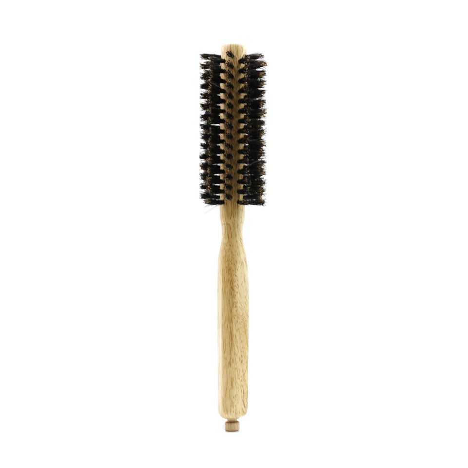 Runde Haarbürste mit Holzgriff und Wildschweinborsten für professionelles Styling