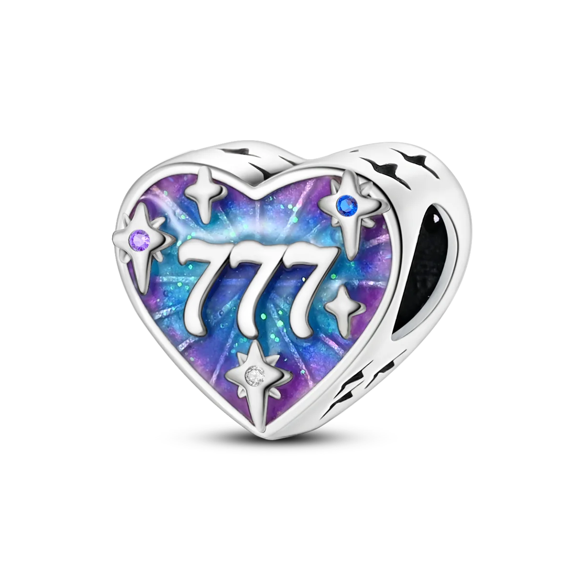 925 Sterling Silber Charm mit rosa Schmetterling - leuchtenden Glühwürmchen