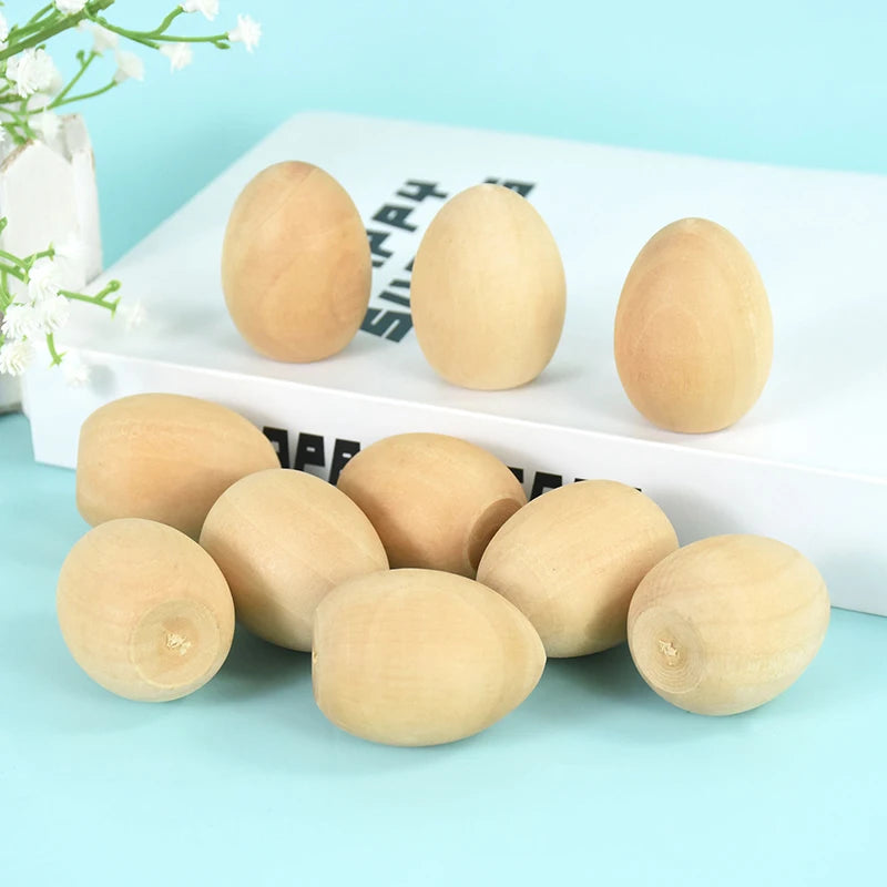 5 Stück Holz Eierbecher DIY Eierhalter Tablett für Ostern Party Deko