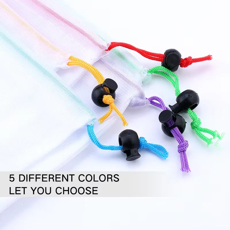 Set mit 5 wiederverwendbaren Mesh-Aufbewahrungsbeuteln für Obst - Gemüse