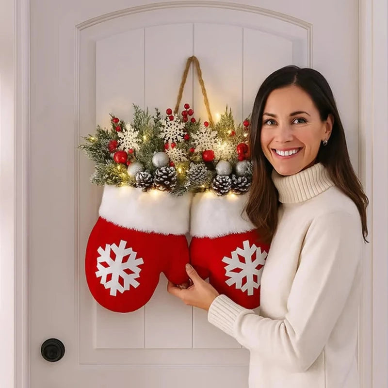 Weihnachtsgirlande als Handschuh Blumenkranz für Tür und Fenster