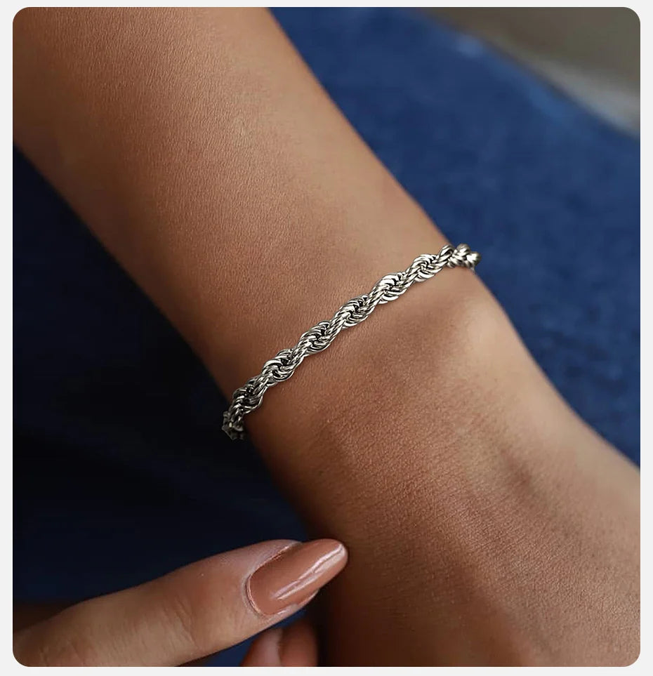 Verstellbares Edelstahl Kettenarmband mit gedrehter Seilstruktur - Yabubest - Home & More