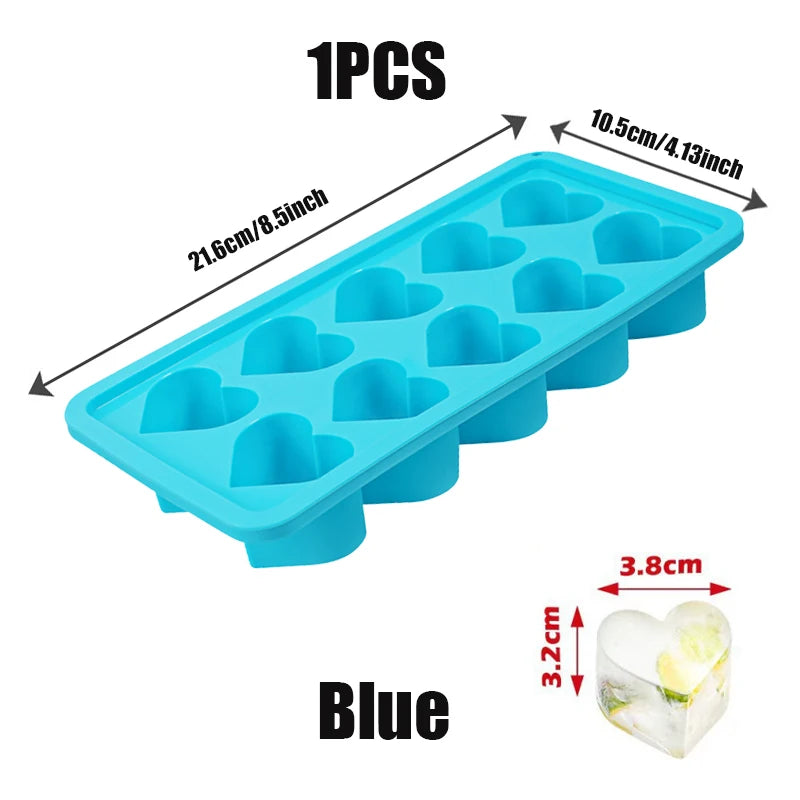 Herzförmige Eiswürfelform aus Silikon in Rosa und Rot, multifunktional