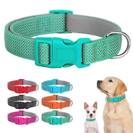 Reflektierendes Hundehalsband aus atmungsaktivem Nylon in 6 Farben, verstellbar