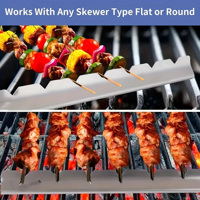 Robustes 2er-Set Edelstahl Spießhalter – Sicheres Grillen für Kebab - BBQ