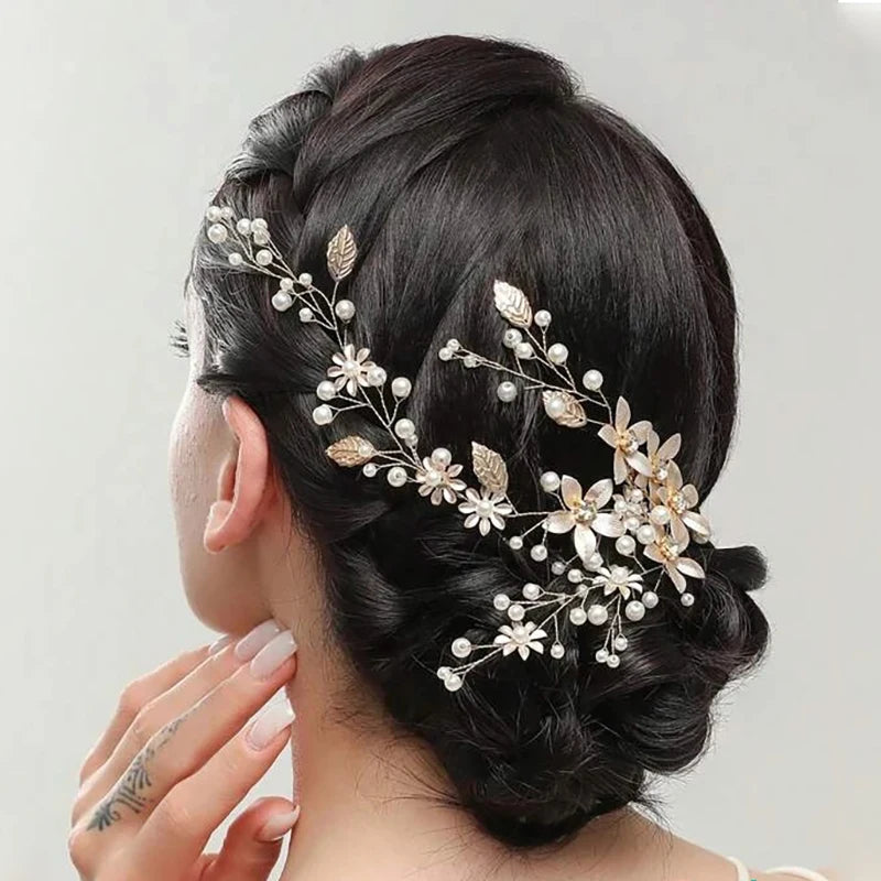 Handgemachter Blüten Kopfschmuck Perlen Stirnband Hochzeit Haarschmuck