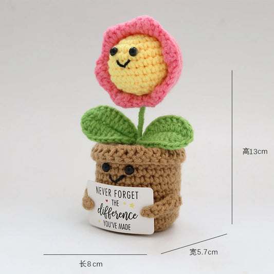 Kawaii Häkelblumentopf für Schreibtisch Auto Dekor Emotionale Unterstützung