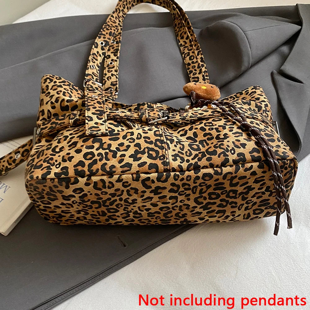 Leichte Damen Umhängetasche mit großem Fassungsvermögen und Leopardenmuster
