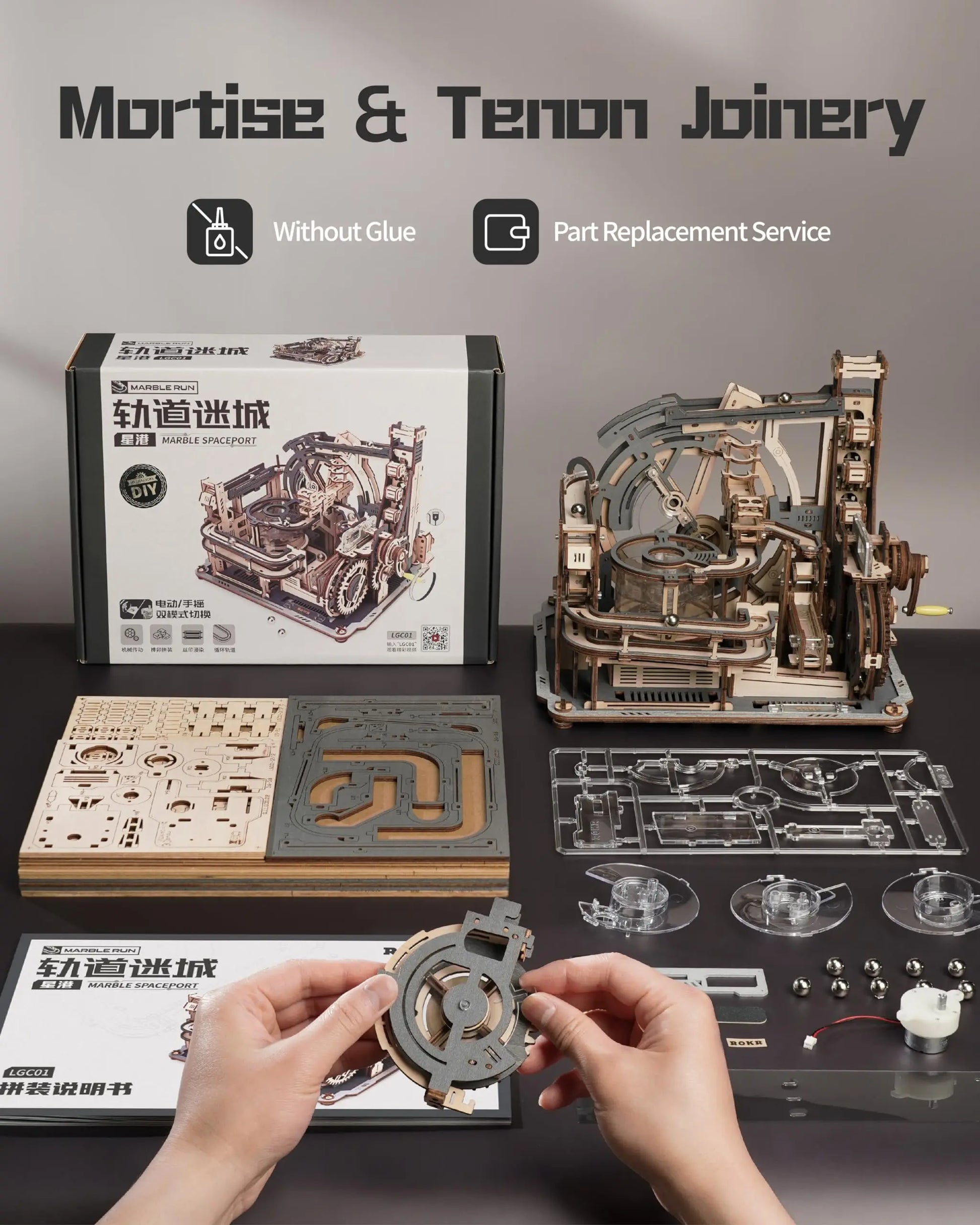 Elektrischer Marmor Lauf 3D Puzzle aus Holz mit Lichtfunktion-Yabubestshop