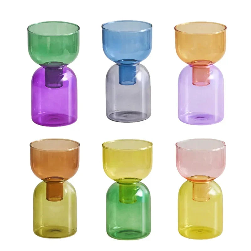 Set aus 2 Mini Glasvasen für Hydroponik und Dekoration