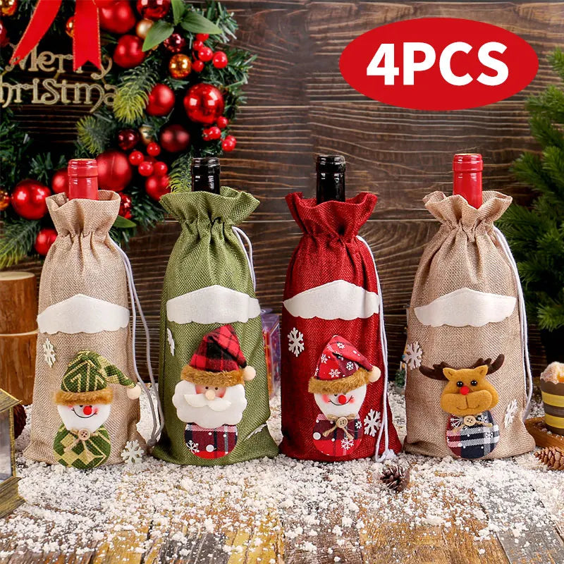 Festliche Besteckhalter und Weinabdeckung für Ihre Weihnachtsfeier