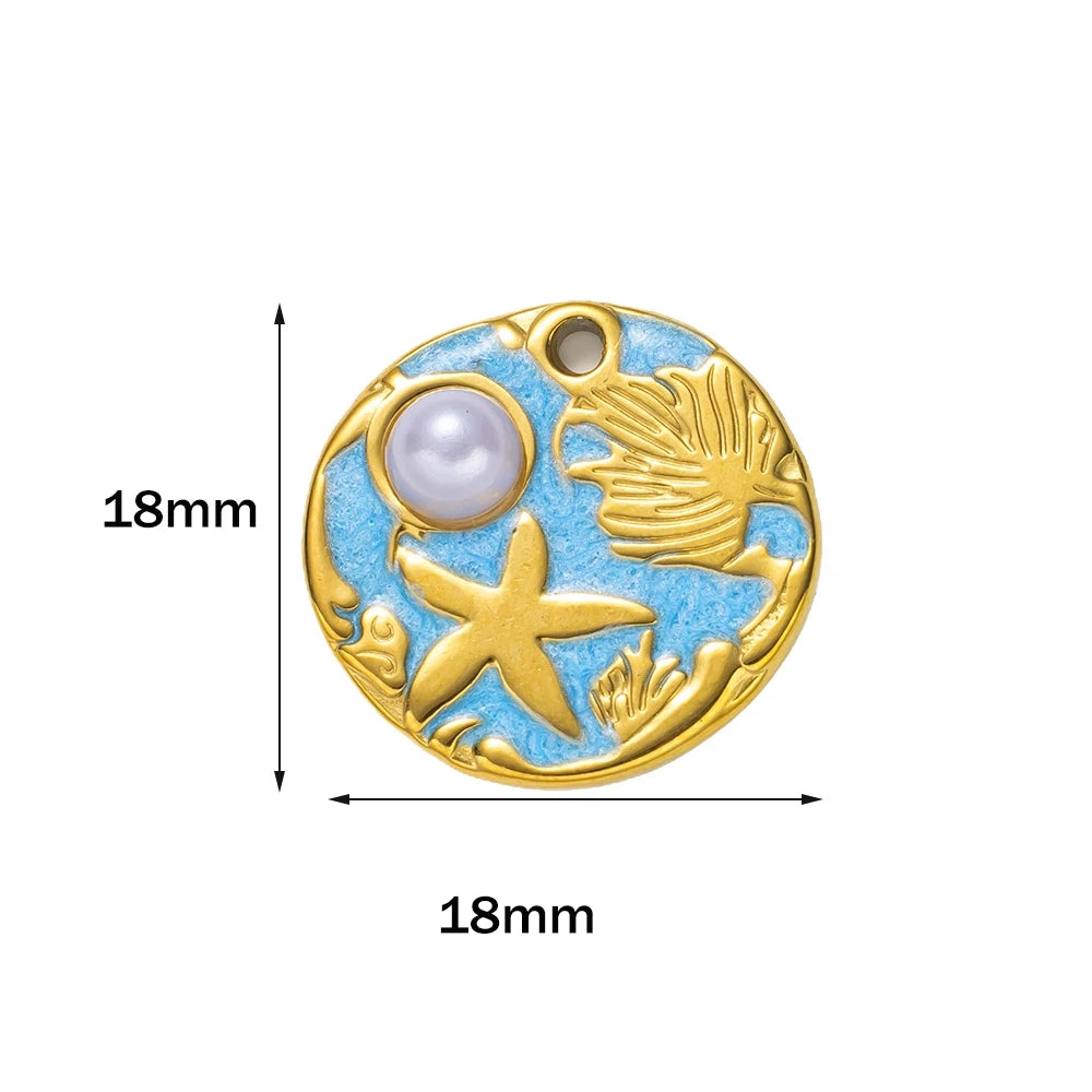 5-teiliges Edelstahl Charms Set Seestern golden für Schmuck DIY