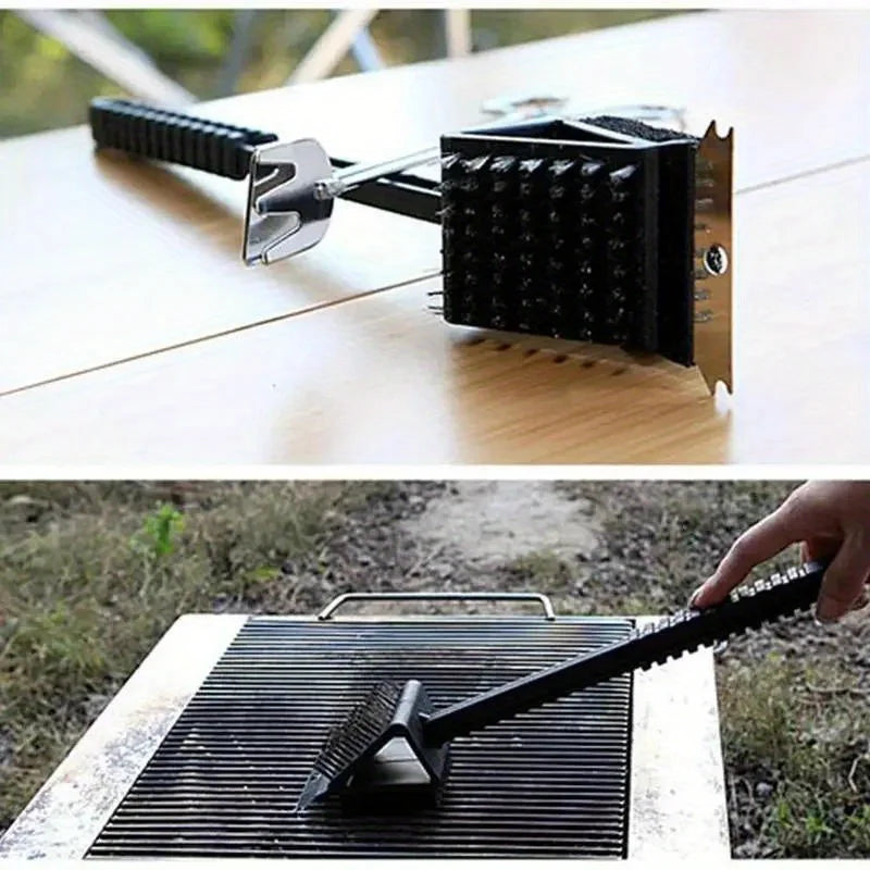 3-in-1 Kupfer-Draht Reinigungsbürste mit langem Griff für Grill und Ofen