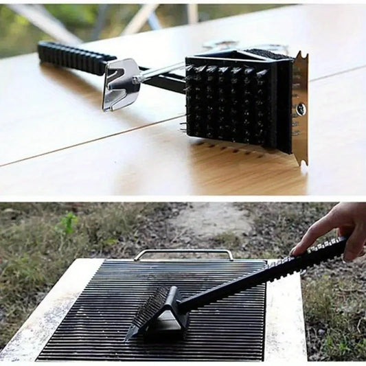 3-in-1 Kupfer-Draht Reinigungsbürste mit langem Griff für Grill und Ofen