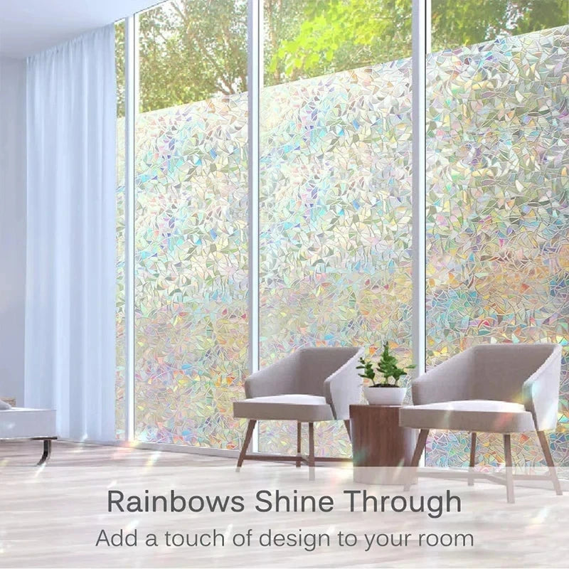 Fensterfolie Sichtschutz mit Regenbogen Effekt und UV Schutz