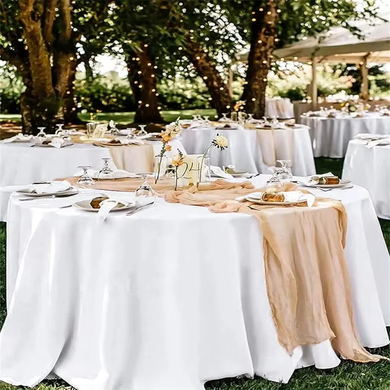 Weiße runde satin Tischdecke wasserdicht in mehreren Größen