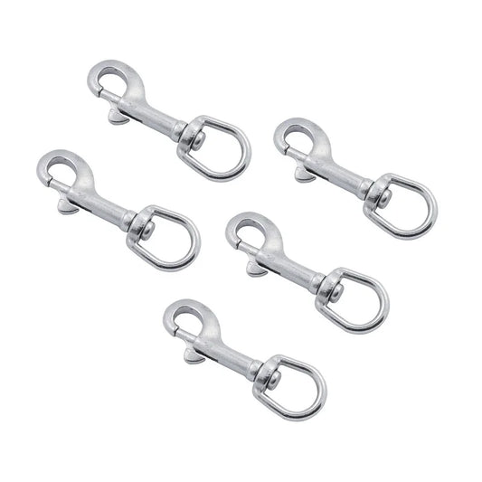 Rostfrei - robust: 5x drehbare Edelstahl-Karabiner 65-91mm für Outdoor - Hund