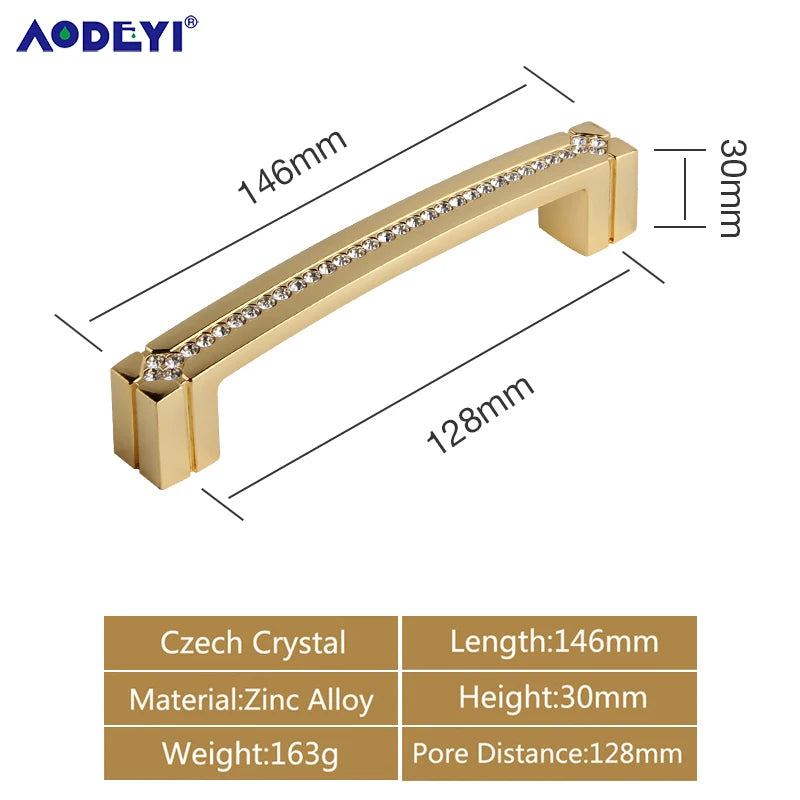 Eleganter Kristall Möbelknopf Diamant Optik für Schrank Schublade Gold/Chrom