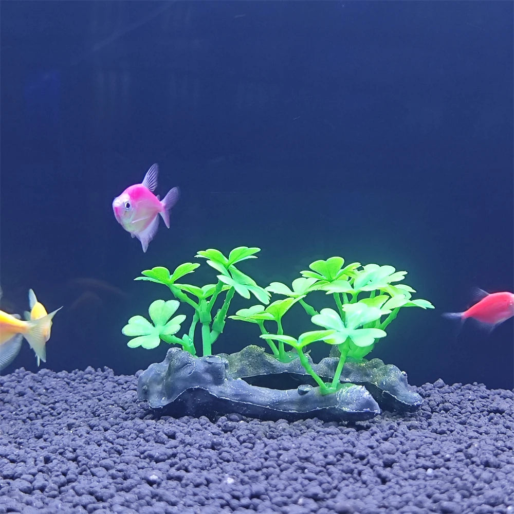 Aquarium Dekoration: Künstlicher Baumstamm & Gras aus Kunststoff für Unterwasser