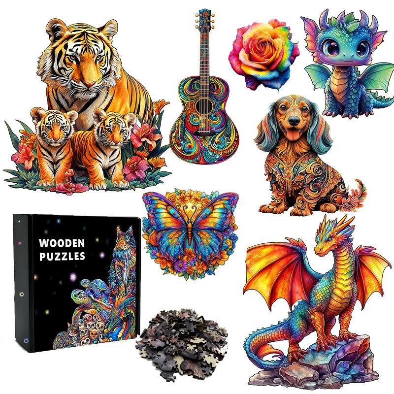 3D-Tiger-Puzzle aus Holz – Gehirntraining für Erwachsene & Kinder-Yabubest - Home & More