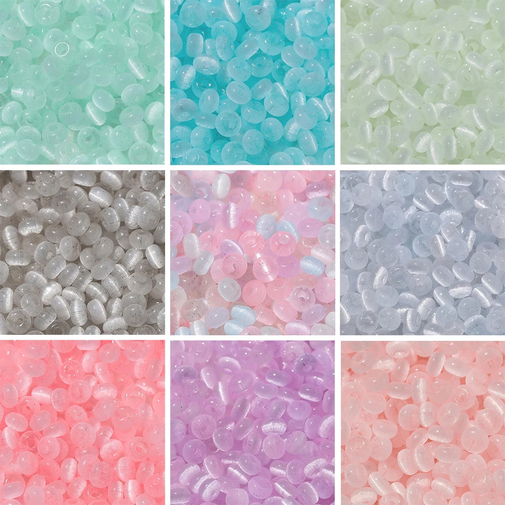 Bunte 4mm Glas Katzenaugen Rocailles Perlen für DIY Schmuck