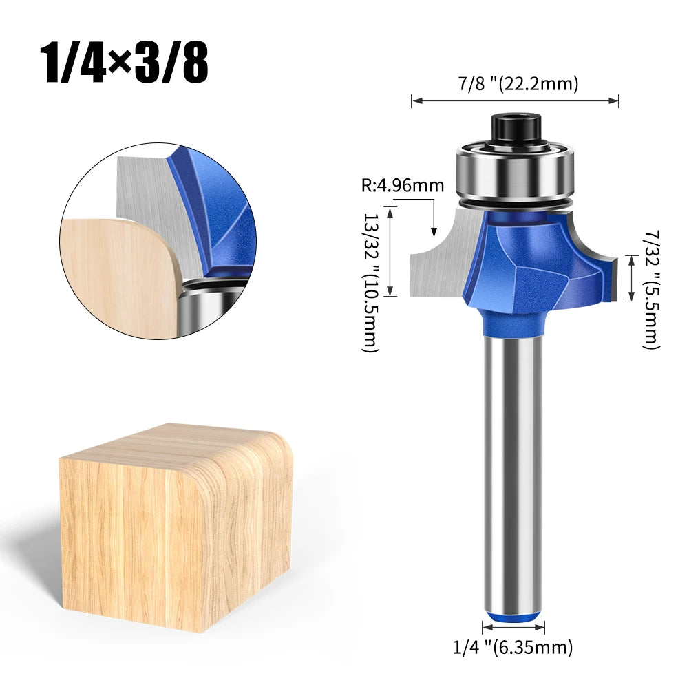 Roundover Router Bit Set 1/4 Zoll Schaft Hartmetall Fräser Holz