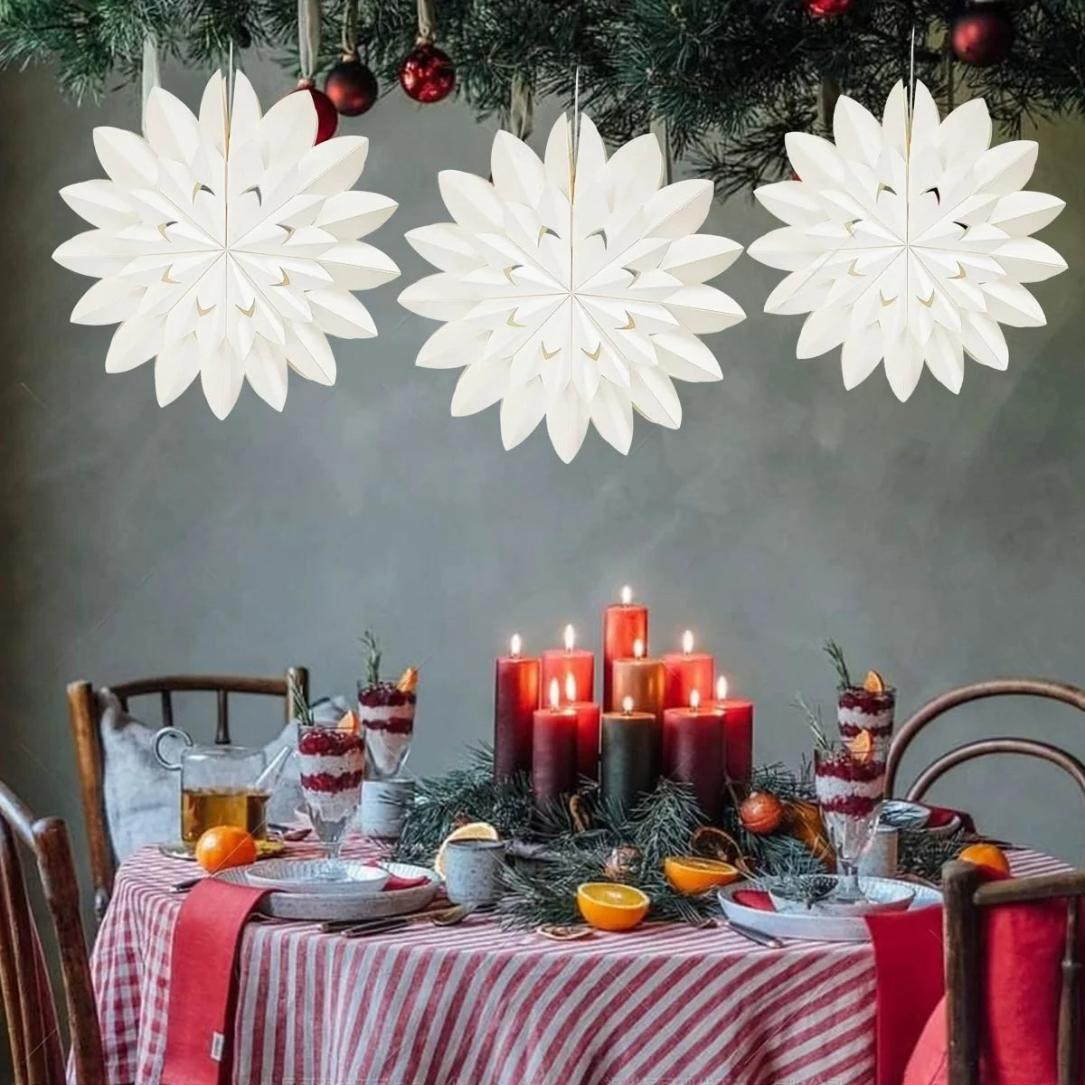 Schneeflocken Papierlampenschirm 40 cm für festliche Dekoration