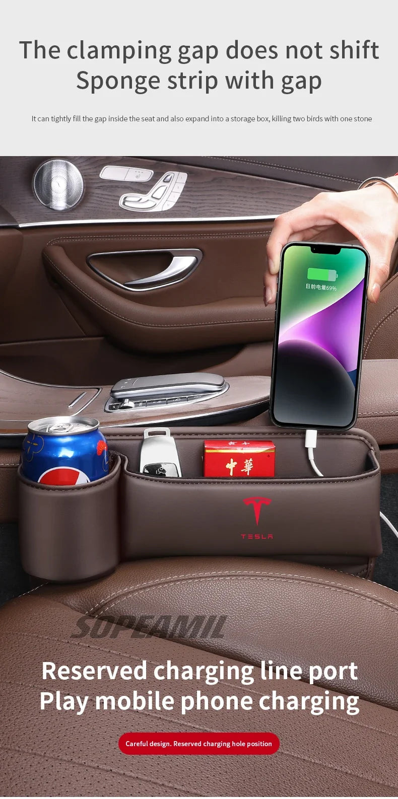 Praktische Auto Sitz Spalt Aufbewahrungsbox mit Becherhalter