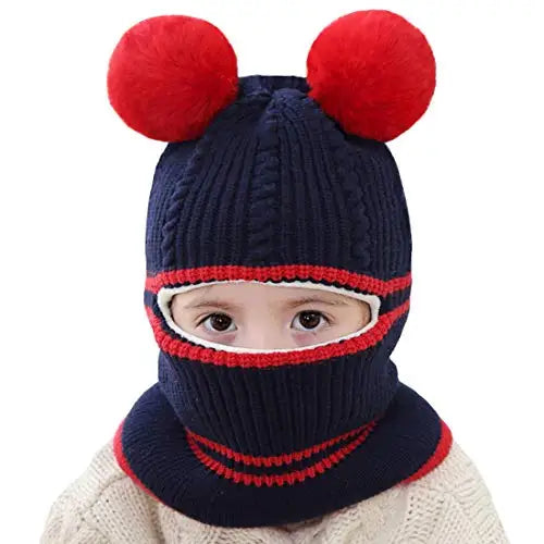 Baby Kinder Strickmütze mit Bär Ohren Warm für Herbst und Winter 1-4 Jahre