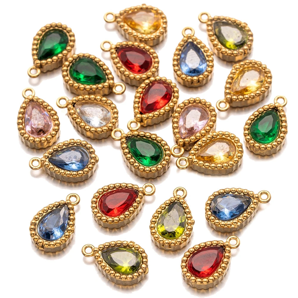 10er Set Goldfarbene Edelstahl Anhänger für DIY Halsketten Schmuck