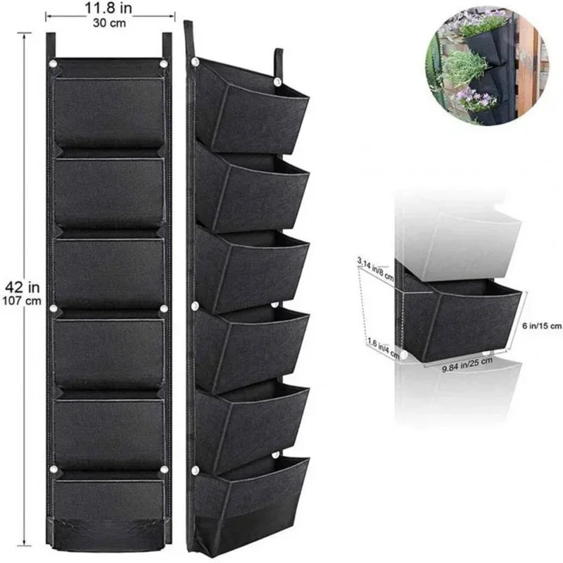 Vertikaler Pflanzbeutel Wand 6 7 Taschen Filz für Garten
