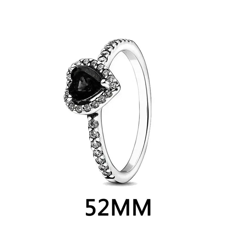 Funkelndes Schmuckset 925er Sterlingsilber Herz Ring Halskette Ohrringe