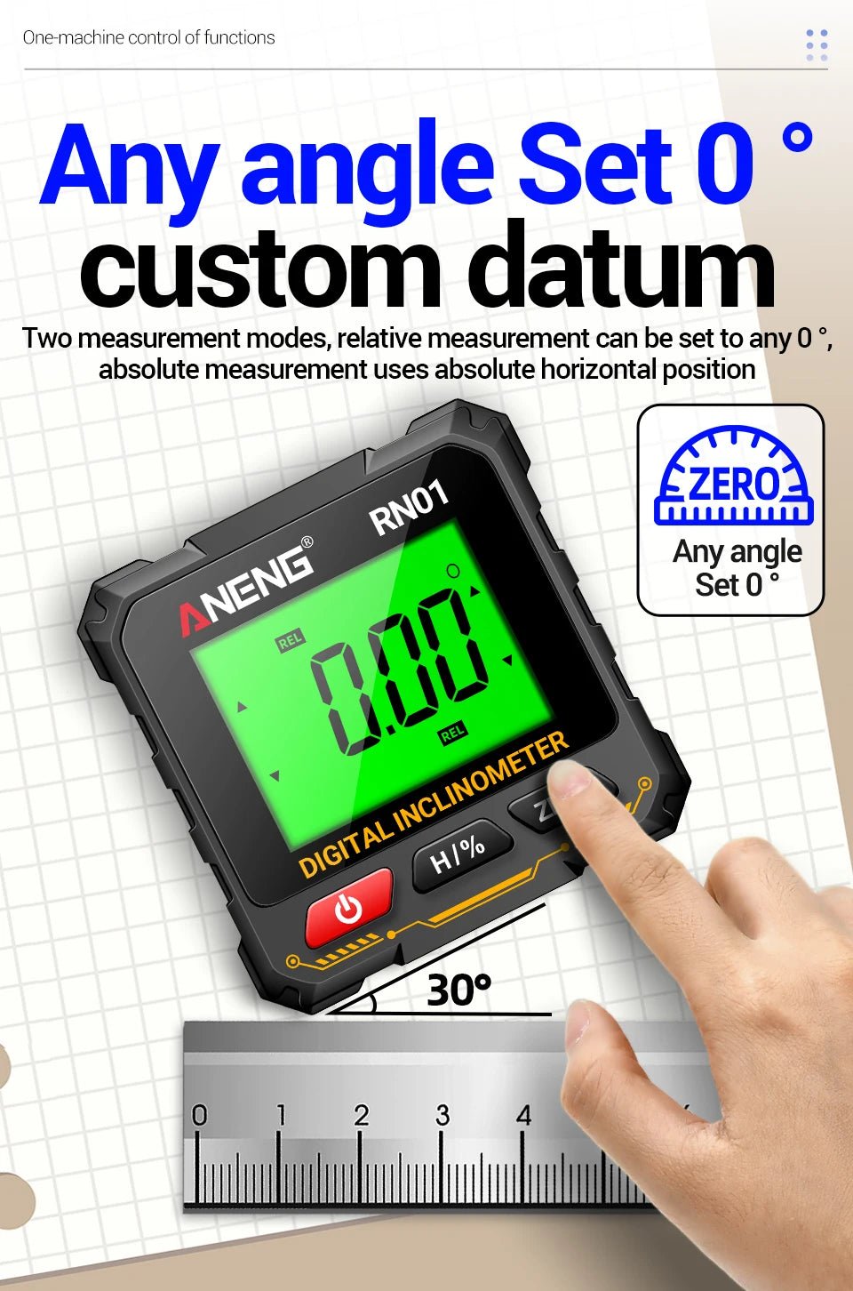 ANENG RN01 Mini Winkelmesser mit 360 Grad Neigungsmesser und Magnetfunktion-Yabubest - Home & More