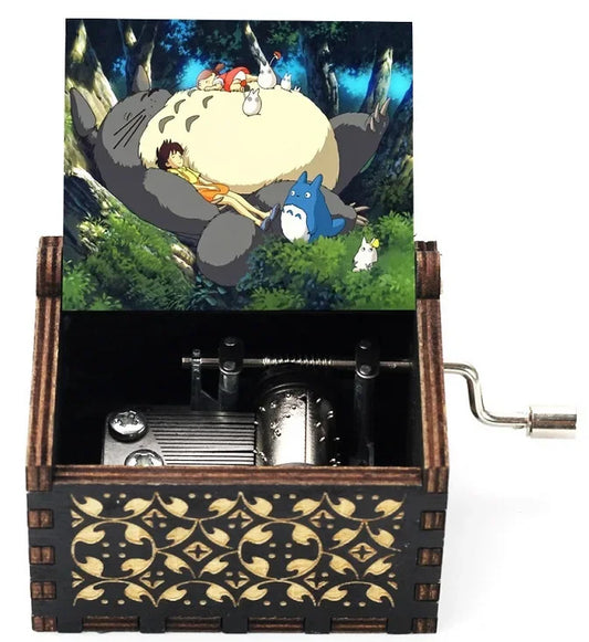 Bemalte Holz-Spieluhr mit Handkurbel Luxuriöses Totoro Musikgeschenk