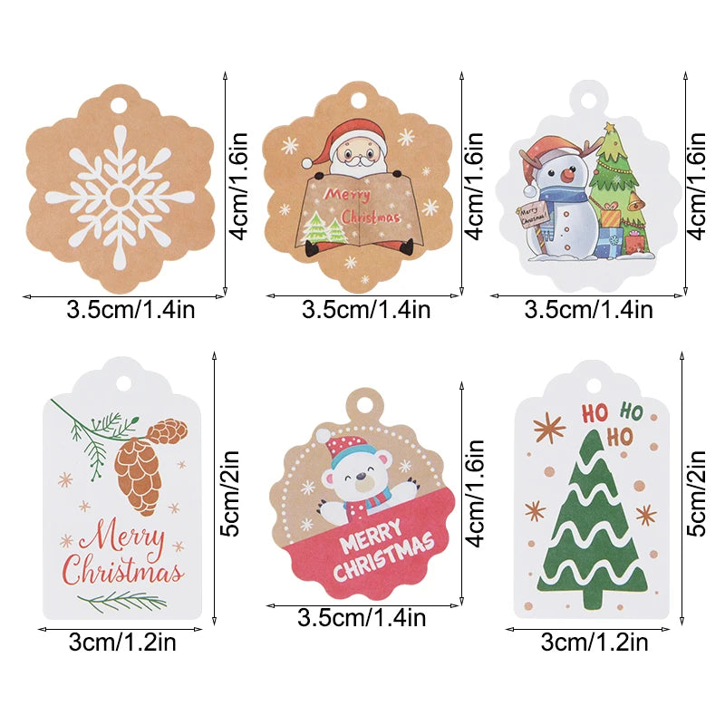 100-teiliges Frohe Weihnachten Kraftpapier Etiketten Set zum Aufhängen
