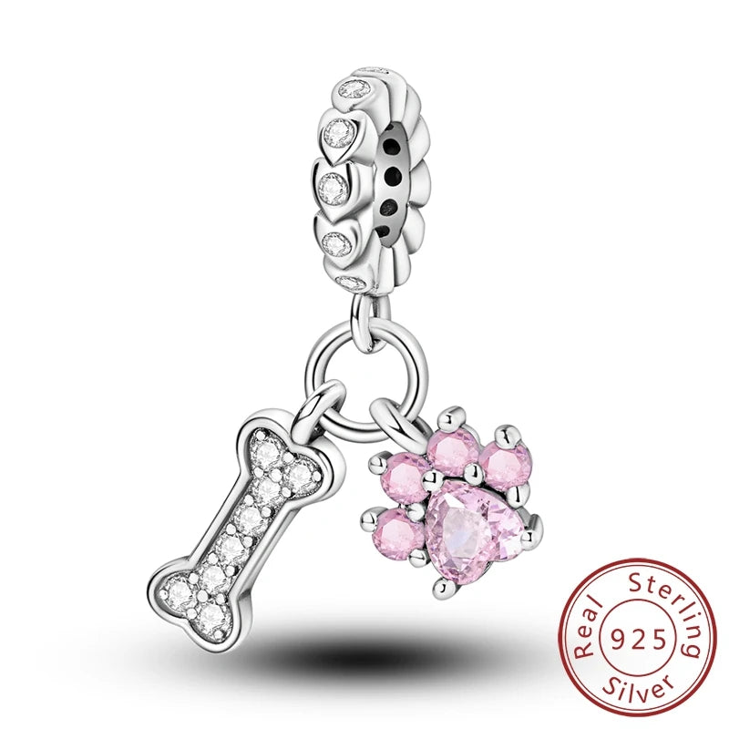 925er Sterlingsilber Charms mit Tiermotiven und Zirkon